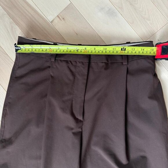 Zara High-Waisted Baggy Trousers – Chocolate Brown Pleated Cuffed Pants Size M - Picture 5 of 8